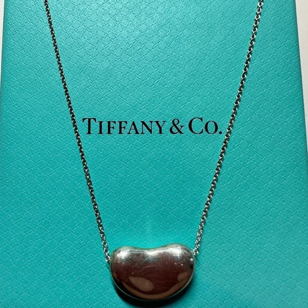 Tiffany & Co Vintage 1989 Elsa Perretti Sterling Silver Bean Necklace 18… - Picture 3 of 8